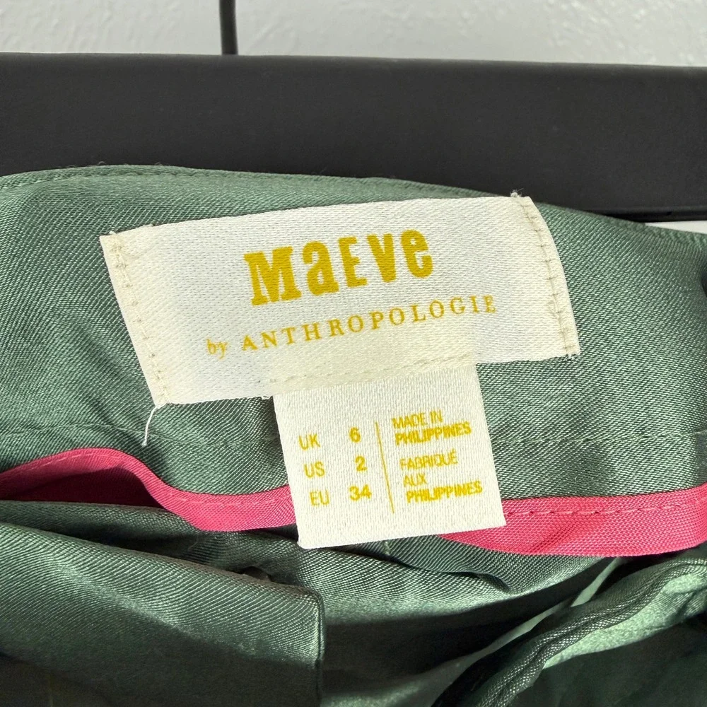Anthropologie Maeve Parachute Satin Jogger Belted Green Pants  Size 2 - Picture 7 of 11